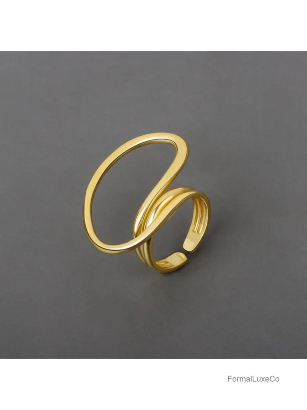 Irregular Statement Ring Open Wrap Band Adjustable Size 7-10 Hypoallergenic